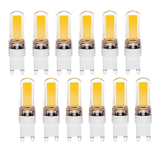

12шт 3 W 300 lm G9 Двухштырьковые LED лампы T 1 Светодиодные бусины COB Диммируемая Тёплый белый Белый 220-240 V