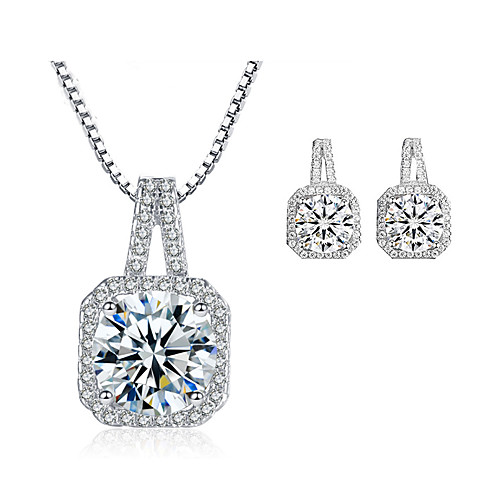 

Жен. Цирконий High End Crystal Серьги-гвоздики Цепочка геометрический Роскошь Мода Цирконий Серьги Бижутерия Серебряный Назначение Свадьба