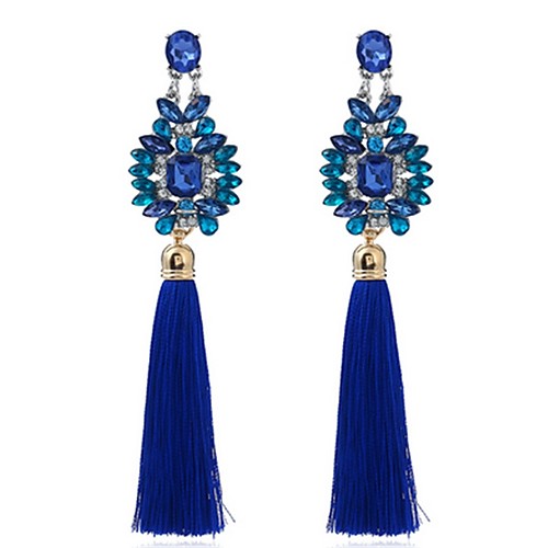 

Women's Synthetic Sapphire Drop Earrings Flower Personalized Tassel Vintage Fashion Oversized Earrings Jewelry Blue For Party Ceremony
