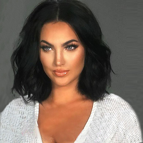 

Парики из искусственных волос Волнистый Kardashian Стиль Стрижка боб Без шапочки-основы Парик Черный Черный Искусственные волосы Черный Парик Средние