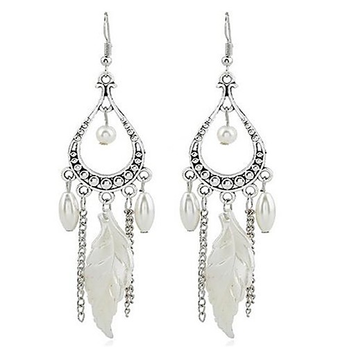 

Women's Drop Earrings Leaf Drop Tassel Sexy Love Fashion Oversized Earrings Jewelry Silver For Wedding Party Engagement Stage Formal