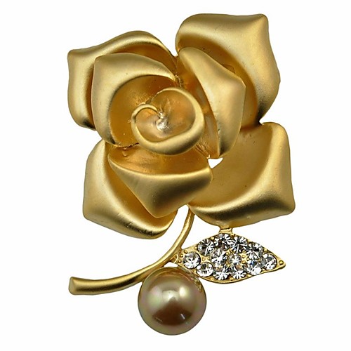 

Women's Synthetic Diamond Brooches Flower Floral / Botanicals Flower Personalized Classic Fashion Imitation Pearl Gold Pearl Brooch Jewelry Silver Golden For Party Gift Evening Party Stage Valentine
