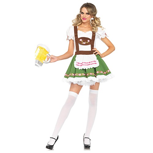 фото Октоберфест широкая юбка в сборку trachtenkleider жен. кофты платье танга баварский костюм зеленый Lightinthebox