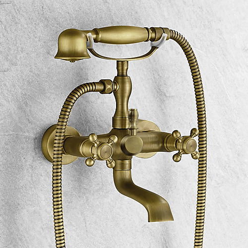 

Смеситель для ванны - Античный Старая латунь Ванна и душ Керамический клапан Bath Shower Mixer Taps / Две ручки двумя отверстиями