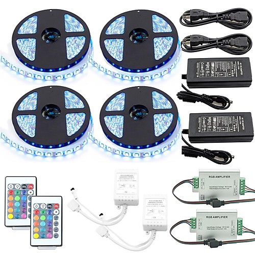 

1 Set Led Strip Kit Waterproof Tiktok LED Strip Lights 5050 10mm 20M(45M) 1200led with2PCS 24key Ir Controller and 2PCS 6A Power Supply(UL) with 2PcsRGB Signal Amplifier Repeater