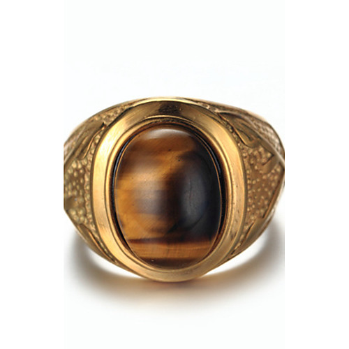 

Men's Ring Gold Silver Titanium Steel Luxury Vintage Punk Birthday Gift Jewelry Oval Cut