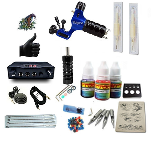 

BaseKey Tattoo Machine Starter Kit - 1 pcs Tattoo Machines with 1 x 5 ml tattoo inks, Professional LCD power supply Case Not Included 1