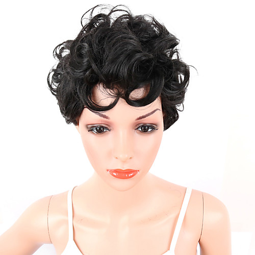 

Synthetic Wig Curly / Afro With Bangs Synthetic Hair Middle Part / African American Wig / For Black Women Black Wig Women's Short Natural