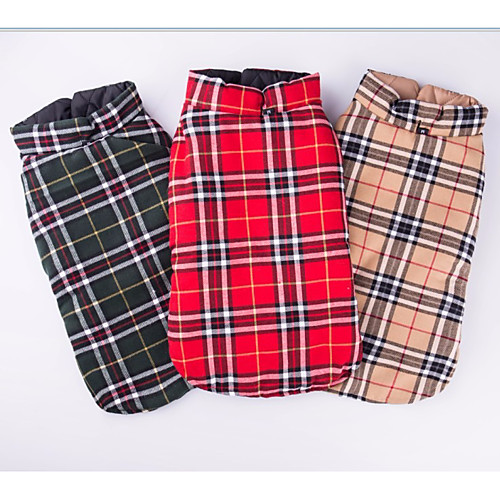 

Dog Coat Winter Dog Clothes Warm Green Red Beige Costume Cotton Geometric Casual / Daily XS S M L XL XXL