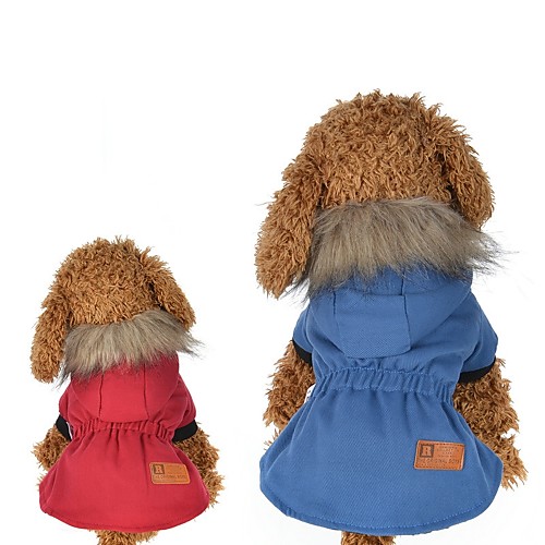 

Dog Coat Jacket Winter Dog Clothes Red Blue Costume Fur Terylene Cotton Solid Colored Casual / Daily XS S M L XL