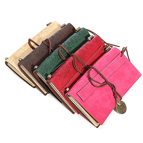 

Vintage Leather Notebook with Leather Ruler Bookmarks 100pages