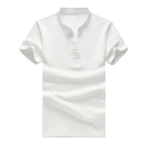 

Муж. Большие размеры - Polo Хлопок, V-образный вырез Однотонный Белый XXXL / С короткими рукавами / Лето / Осень