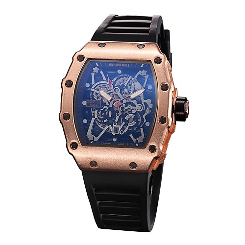 

Men's Wrist Watch Square Watch Quartz Silicone Black Water Resistant / Waterproof Chronograph Hollow Engraving Analog Ladies Vintage Casual Bangle Fashion - Gold Black Silver / Stainless Steel