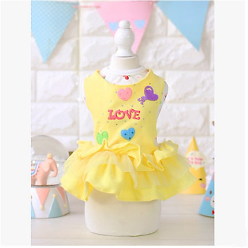 

Dog Dress Dog Clothes Yellow Pink Costume Cotton Princess Casual / Daily XS S M L XL