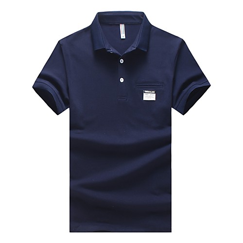 

Men's Plus Size Solid Colored Polo - Cotton Daily Shirt Collar White / Black / Navy Blue / Gray / Summer / Fall / Short Sleeve