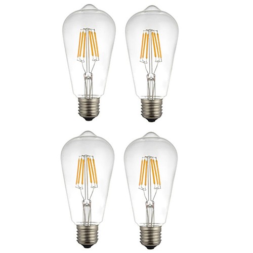 

4шт 6 W LED лампы накаливания 560 lm E26 / E27 ST64 6 Светодиодные бусины COB Декоративная Тёплый белый Белый 220-240 V / RoHs