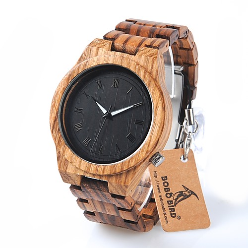 

Men's Wrist Watch Quartz Wood Brown Water Resistant / Waterproof Chronograph Analog Charm Luxury Casual Fashion Elegant - Black