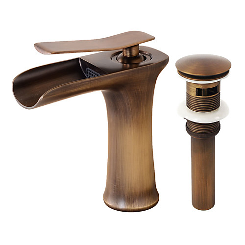 

Faucet Set - Widespread Antique Copper Centerset Single Handle One HoleBath Taps