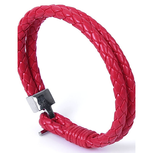 

Men's Women's Wrap Bracelet Leather Bracelet Rope Double woven Simple Style Fashion Leather Bracelet Jewelry Brown / Red / Blue For Casual School