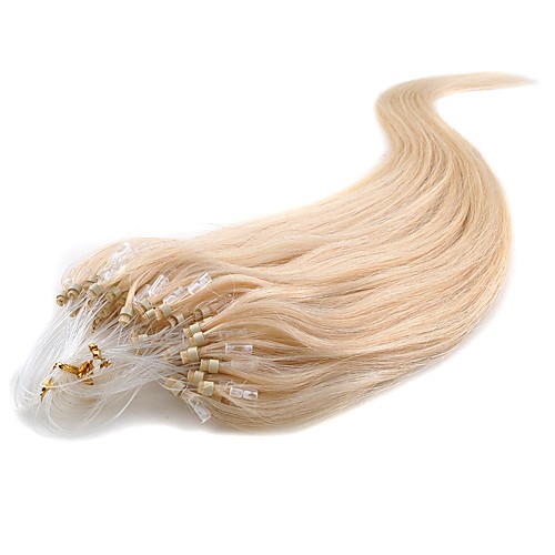 

Febay Накладка на микрокольце Расширения человеческих волос Классика Натуральные волосы Накладки из натуральных волос Пряди с нано кольцами Nano Жен. Отбеливатель Blonde