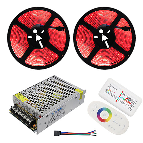 

10 м Наборы ламп 1200 светодиоды 5050 SMD RGB Водонепроницаемый / Можно резать / Компонуемый 1шт / Самоклеющиеся