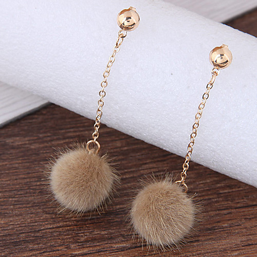 

Women's Drop Earrings Ball Pom Pom Ball Ladies Fashion Earrings Jewelry Brown / Red / Taupe For Daily Casual