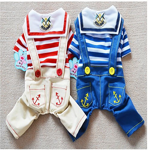 

Dog Jumpsuit Dog Clothes Red Blue Costume Cotton Stripes Cosplay XS S M L XL