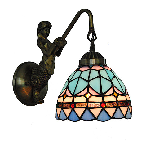 

диаметр 15 см ретро деревенская русалка tiffany настенные светильники стеклянная тень гостиная спальня светильник