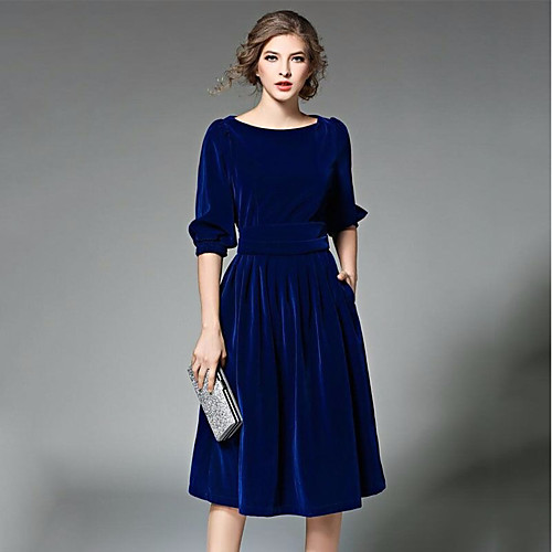 

Women's Velvet Club Butterfly Sleeves Lace Dress - Solid Colored Blue, Lace Winter Blue Wine M L XL