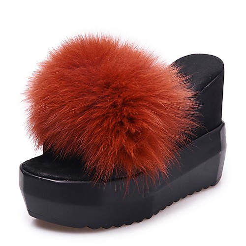 

Жен. Тапочки и Шлепанцы Туфли на танкетке Открытый мыс Полиуретан Удобная обувь Осень / Зима Черный / Темно-русый / Вино