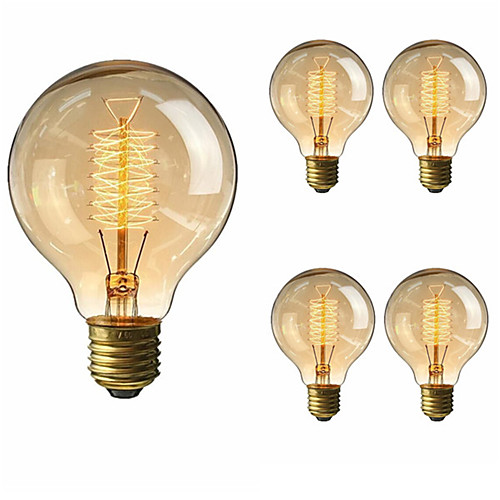 

5 шт. 40 W E26 / E27 G80 Тёплый белый 2200-2700 k Ретро / Диммируемая / Декоративная Лампа накаливания Vintage Эдисон лампочка 220-240 V