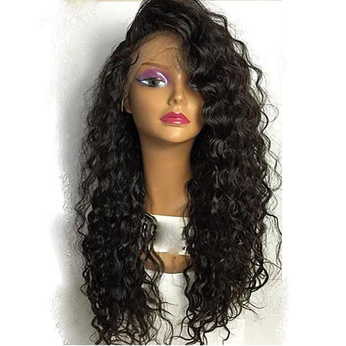 

Human Hair Glueless Lace Front Lace Front Wig Layered Haircut With Bangs style Brazilian Hair Curly Wig 130% Density with Baby Hair Natural Hairline 100% Virgin Unprocessed Women's Medium Length
