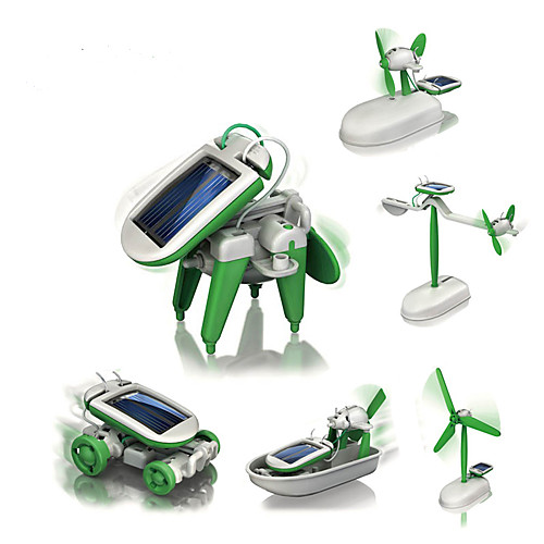 

6 IN 1 Robot Solar Powered Toy Plane / Aircraft Windmill Ship Solar Powered DIY Education Kid's Toy Gift 1 pcs