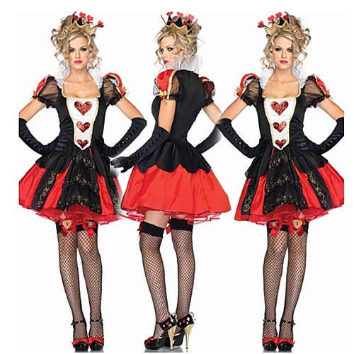 фото Королева сердец платья маскарад жен. хэллоуин карнавал октоберфест фестиваль / праздник полиэстер красный жен. карнавальные костюмы сплошной цвет мода / перчатки Lightinthebox