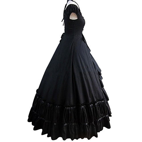 фото Готика викторианский стиль средневековый 18-ый век платья костюм для вечеринки маскарад жен. хлопок костюм черный винтаж косплей для вечеринок выпускной с короткими рукавами в пол с пышной юбкой Lightinthebox