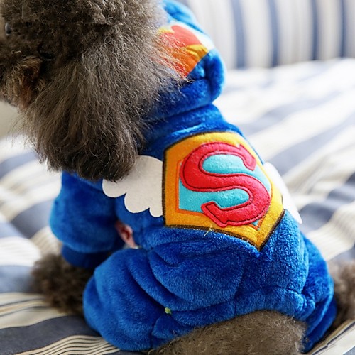 

Dog Jumpsuit Winter Dog Clothes Red Blue Costume Plush Fabric Geometric Casual / Daily XXS XS S M L