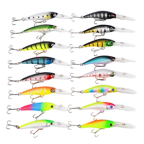 

16 pcs Fishing Lures Hard Bait Minnow Floating Sinking Bass Trout Pike Sea Fishing Fly Fishing Bait Casting Plastic ABS / Ice Fishing / Spinning / Jigging Fishing / Freshwater Fishing / Carp Fishing