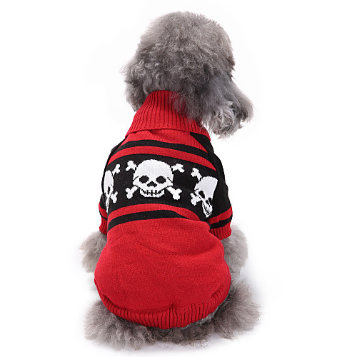 

Dog Sweater Dog Clothes Skull Red Acrylic Fibers Costume For Spring & Fall Winter Men's Women's Halloween
