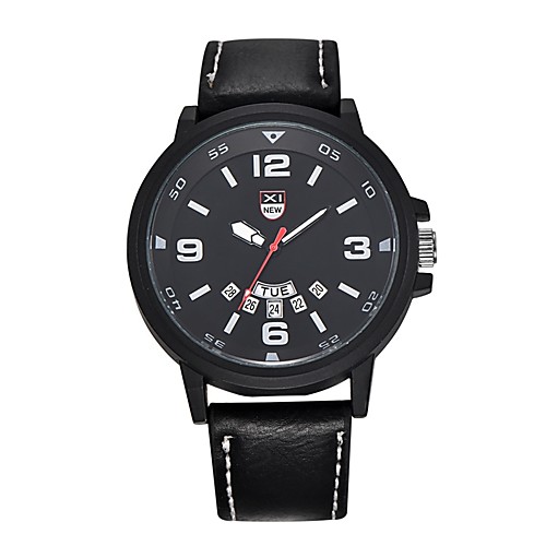 

Men's Casual Watch Fashion Watch Wrist Watch Quartz Leather Analog Black Coffee Red