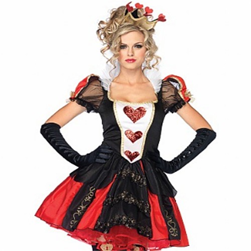 фото Королева сердец платья маскарад жен. хэллоуин карнавал октоберфест фестиваль / праздник полиэстер красный жен. карнавальные костюмы сплошной цвет мода / перчатки Lightinthebox