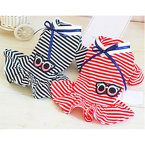 

Собака Платья Одежда для собак В полоску Черный Красный Хлопок Костюм Назначение Весна & осень Лето Муж. Жен. На каждый день