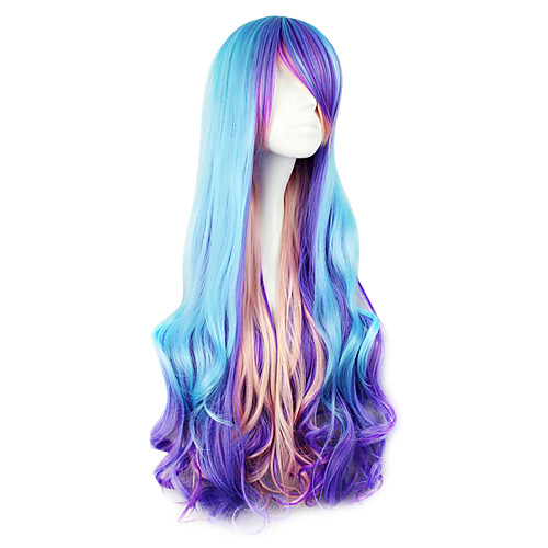 фото Косплэй парики жен. 32 дюймовый термостойкое волокно синий аниме / панк Lightinthebox