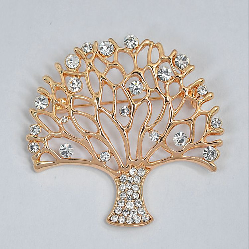 

Women's Brooches Tree of Life life Tree Sweet Elegant Rhinestone Brooch Jewelry Gold For Daily Formal
