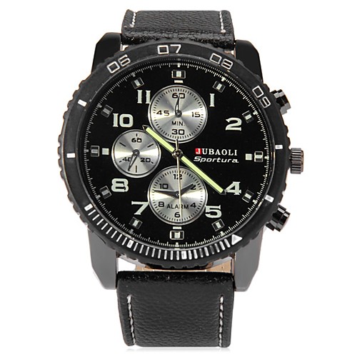 

JUBAOLI Men's Wrist Watch Aviation Watch Quartz Oversized Leather Black / White / Blue Large Dial Analog Charm Unique Creative Aristo - Black Dark Blue Red