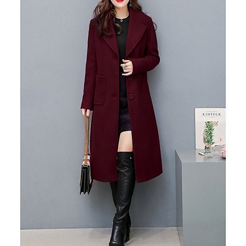 

Women's Simple / Casual Coat - Solid Colored, Stylish