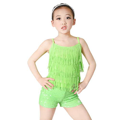 фото Детская одежда для танцев инвентарь выступление спандекс эластичный эластан пайетки лайкра пайетки без рукавов заниженная талия кофты Lightinthebox