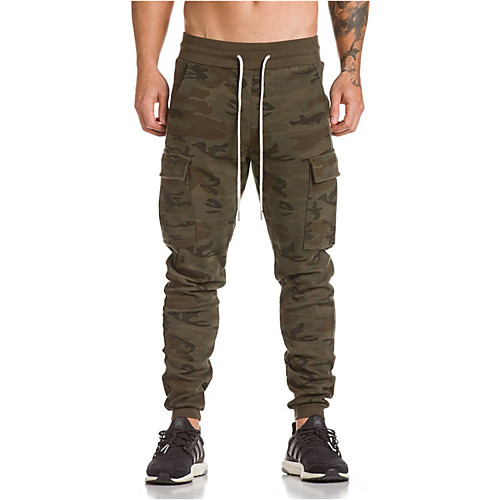 

Men's Active / Basic / Military Plus Size Sports Weekend Slim Sweatpants / Cargo Pants - Camo / Camouflage Black Army Green Khaki XL XXL XXXL
