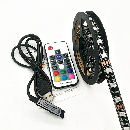 фото Zdm 200 см usb 5 в черный водонепроницаемый 15 вт 5050 10 мм rgb светодиодные полосы с 17kf rf контроллер (dc5v) lightinthebox