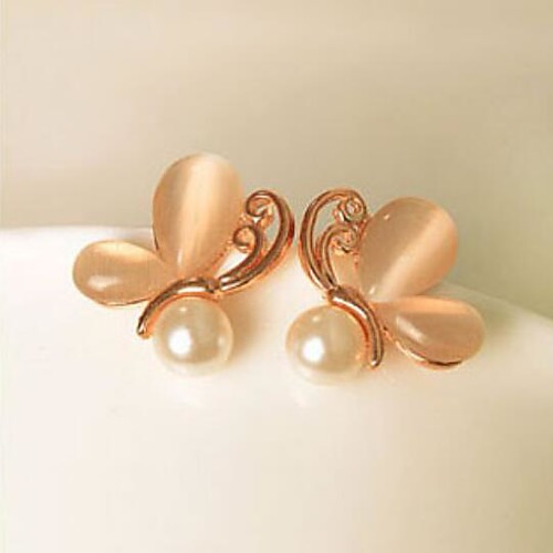 

Women's Crystal Stud Earrings Butterfly Animal Dainty Ladies Earrings Jewelry Green / Pink / Champagne For Daily