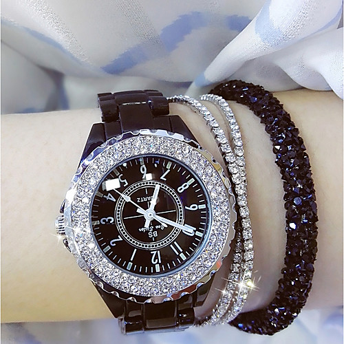 

Жен. Дамы Наручные часы Diamond Watch обернуть часы Японский Кварцевый Керамика Черный / Белый 30 m Повседневные часы Аналоговый Кулоны Bling Bling - Белый Черный / Нержавеющая сталь
